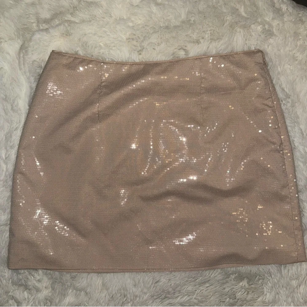 A New Day Sequin Beige Mini Skirt